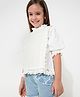 Cherry Crumble By Nitt Hyman Three Fourth Sleeves Schiffli Detail Top - White