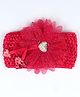 Tia Hair Accessories Glittering Frill Flower And Heart Headband - Red