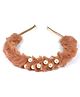 Tia Hair Accessories Fur And Pearl Detail Hair Band - Brown