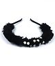 Tia Hair Accessories Fur And Pearl Detail Hair Band - Black