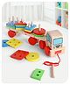 Babyhug Stack & Pull Montessori Wooden Truck Playset Multicolor - 16 Pieces |Interactive Play, Enhances Motor Skills & Imaginative Adventures | Safe & Durable | BIS Certified