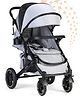Bonfino Triton Stroller - Adjustable Canopy, Multi-Reclining Back Rest, 5-point Safety, Suspension Wheels - Grey| Aluminum Frame| Compact Fold| Adjustable Leg Rest| Large Spacious Seat| Linen Fabric| Consealed Link Brake| Food Tray