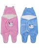 Babyzone Soft Fabric Winter Wear Embroidered Wearable Blankets Pack of 2- Pink and Blue