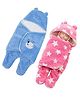 Babyzone Soft Fabric Winter Wear Embroidered Printed Wearable Blankets Pack of 2 - Blue and Pink