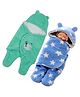 Babyzone Soft Fabric Winter Wear Embroidered Printed Wearable Blankets Pack of 2 - Green and Blue