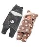 Babyzone Soft Fabric Winter Wear Embroidered Printed Wearable Blankets Pack of 2 - Grey and Brown