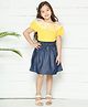 Lilpicks Couture Short Sleeves Polka Dot Print Top With Skirt - Yellow