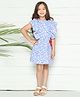 Lilpicks Couture  Short Sleeves Flamingo Print Top With Skirt - Blue