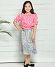 Lilpicks Couture Pineapple Print Half Sleeves Top With Long Skirt - Pink