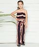 Lilpicks Couture Striped Sleeveless Top With Pants - Navy Blue