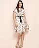 Lilpicks Couture Half Sleeves Floral Print Dress - Off White
