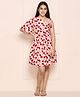 Lilpicks Couture Half Sleeves Floral Print Dress - Beige & Red