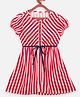 Lilpicks Couture Short Sleeves Striped Dress - Red