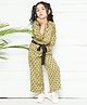 Lilpicks Couture Three Fourth Sleeves Polka Dot Print Top With Pants - Green