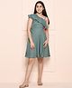 Lilpicks Couture Sleeveless Polka Dots Print One Shoulder Dress - Teal Green