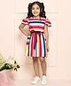 Lilpicks Couture Half Sleeves Striped Dress - Multi Colour