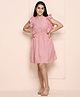 Lilpicks Couture Short Sleeves Polka Dots Print Ruffled Dress - Pink