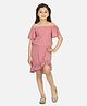 Lilpicks Couture  Short Sleeves  Off Shoulder Top With Ruffled Skirt - Pink