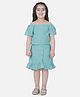 Lilpicks Couture Coordinated Short Sleeves  Off Shoulder Top With Skirt - Blue
