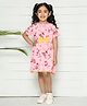 Lilpicks Couture Half Sleeves Floral Print Dress - Baby Pink