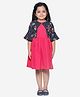 Lilpicks Couture Solid Dress With Half Sleeves Striped Shrug - Blue