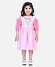 Lilpicks Couture Three Fourth Sleeves Fairy Embroidered Dress - Light Pink