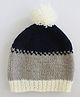 Woonie Color-Block Knitted Pom Pom Detailing Handmade Woollen Cap - Grey-  Diameter 42 Cms