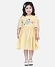 Lilpicks Couture Three Fourth Sleeves Fairy Embroidered Dress - Yellow