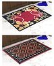 Athom Living Premium Anti Skid Doormat Pack of 2 - Brown & Maroon