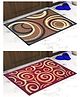 Athom Living  Premium Anti Skid Doormat Pack of 2 - Red & Maroon