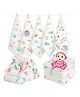 Koochie Koo Printed Muslin Cloth Organic Cotton Wipes Pack of 5 - White