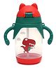 Koochie Koo One Touch Twin Handle Sipper Bottle With Silicon Straw Dino Print Green - 300 ml