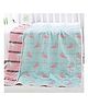 Koochie Koo Muslin All Season Reversible Blanket Flamingo Print - Blue Pink