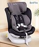 Bonfino Compass Isofix Convertible Car Seat, 360° Swivel, 5-Point Harness, Adjustable Headrest, Premium Linen Fabric - Grey| Reclining Seat| Washable Cover