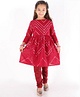 Vastramay Three Fourth Sleeves Mirror Detailing Ethnic Kurta With Pajama - Maroon