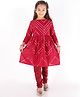 Vastramay Three Fourth Sleeves Mirror Detailing Ethnic Kurta With Pajama - Maroon