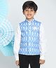 Vastramay Sleeves Ikkat Nehru Jacket - Sky Blue