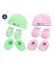Tiny Tycoonz Cotton Cap Mitten & Booties Green Pink Pack of 2 - Diameter 14 cm