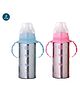 Tiny Tycoonz 3 in 1 Stainless Steel Bottles With Twin Handles Pack of 2 Pink Blue - 180 ml Each