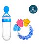 Tiny Tycoonz Silicone Squeezy Food Feeder Bottle With Spoon & Rattle Teether Blue - 90 ml