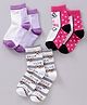 Red Rose Socks Bear Print Pack of 3 - Purple Pink Grey