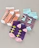 Red Rose Socks Striped Pack of 3 - Peach Purple Blue