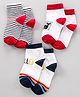 Red Rose Ankle Length Socks Placement Print Pack of 3- Multicolor