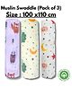 LazyToddler Organic Cotton Muslin Swaddle Printed Pack of 3 - White