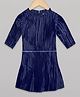 The Sandbox Clothing Co Full Sleeves Solid Pleated Dress - Navy Blue