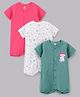 I Bears Short Sleeves Rompers Mushroom Print Pack of 3 - Green White Dark Pink