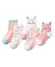 MOMISY Cotton Ankle Length Socks Animal Print Pack of 5 - Pink