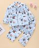 Yellow Duck Full Sleeves Night Suit Panda & Bear Print - Light Blue