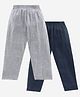 Kiddopanti Pack Of 2 Full Length Solid Pants - Navy Blue & Grey