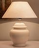 Homesake Ceramic Pot Shaped Table Lamp With Cone Shade LED Bulb - White 